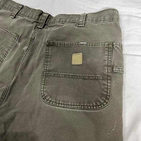 Mens green duck canvas Berne Apparel cargo carpenter painter utility work shorts - Picture 8 of 9